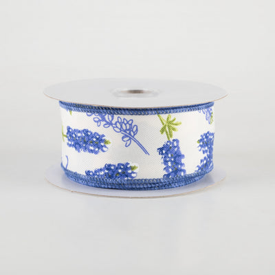 Bluebonnet Flowers Wired Ribbon 1.5" x 10 yards