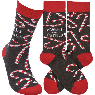 Sweet But Twisted Candy Cane Novelty Christmas Socks