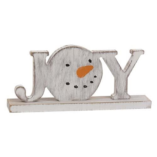 💙 Distressed Snowman Joy on Base Tabletop Sign