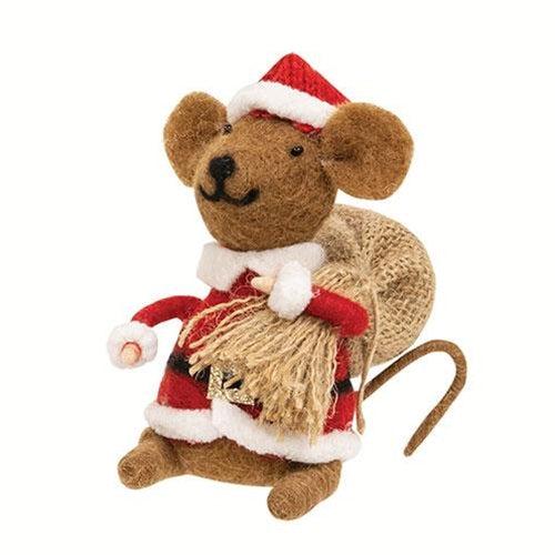 DAY 4 ✨ 14 Days of Felted Cheer ✨ Santa Mouse with Sack Felt Ornament