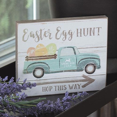 Easter Egg Hunt Hop this Way 6" Wooden Block