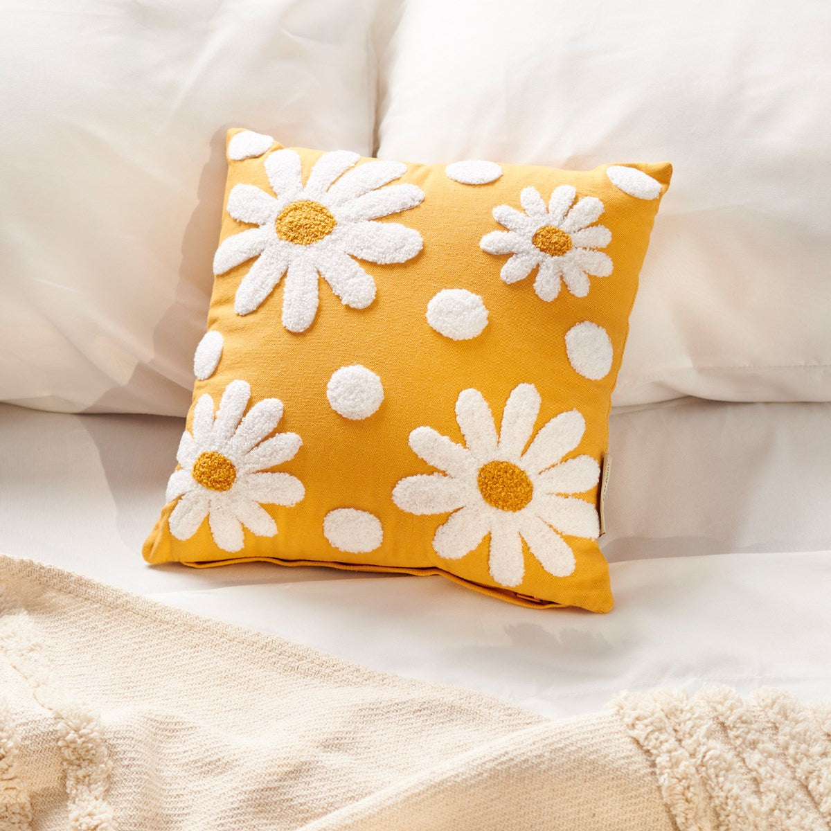 Tufted Daisy 12" Accent Pillow