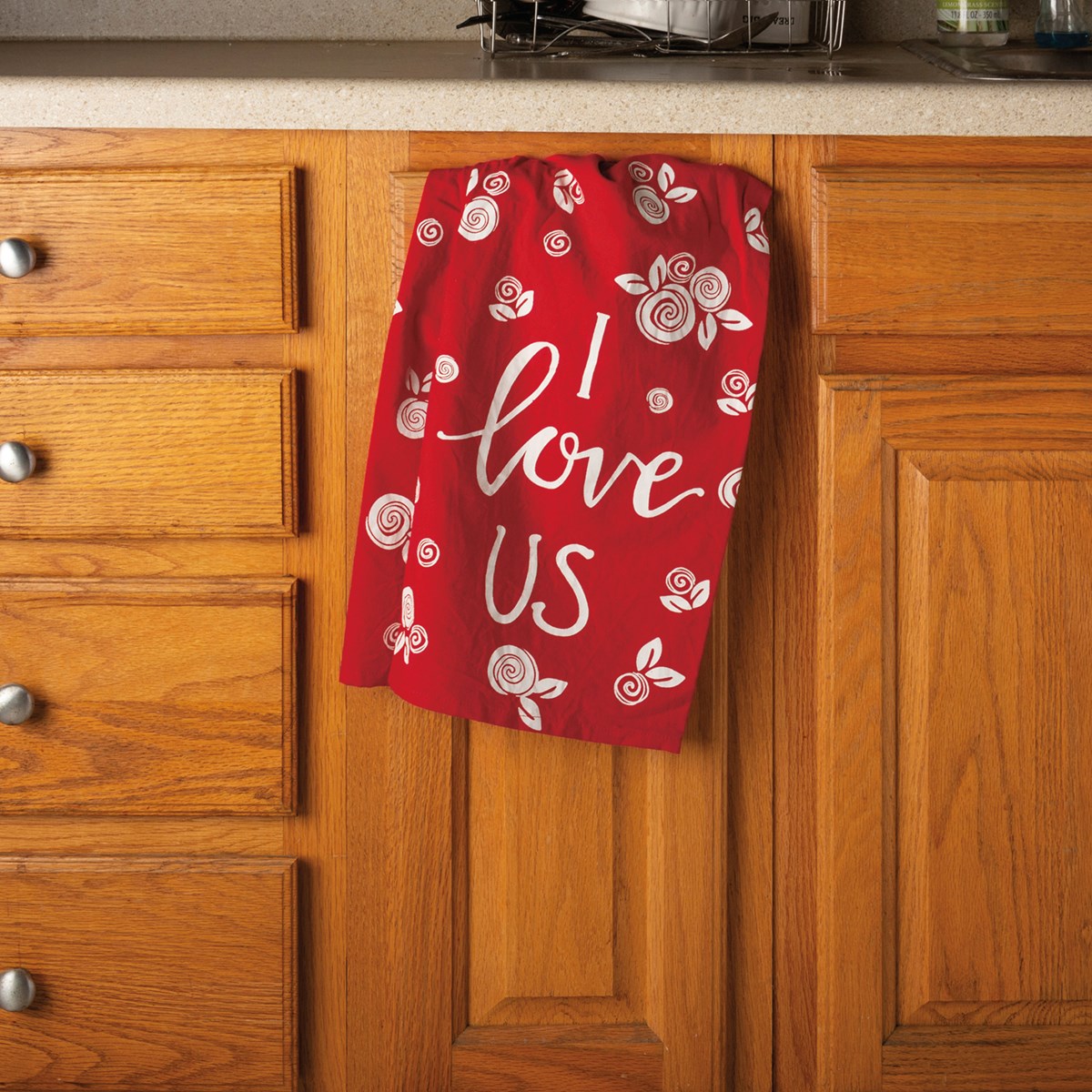 I Love Us Roses Red Kitchen Towel