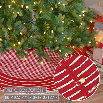 Gretchen Red and White Christmas Tree Skirt 48" Diameter