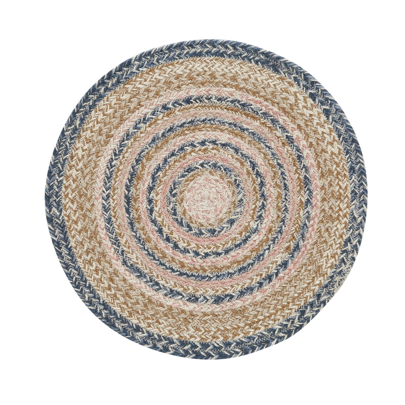 Kaila Jute Trivet Navy Cream Dusty Rose 15'' Diameter