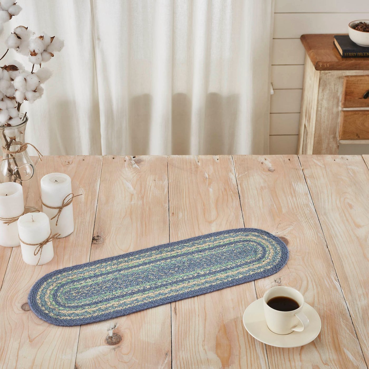 Jolie Jute Blues 24" Oval Table Runner