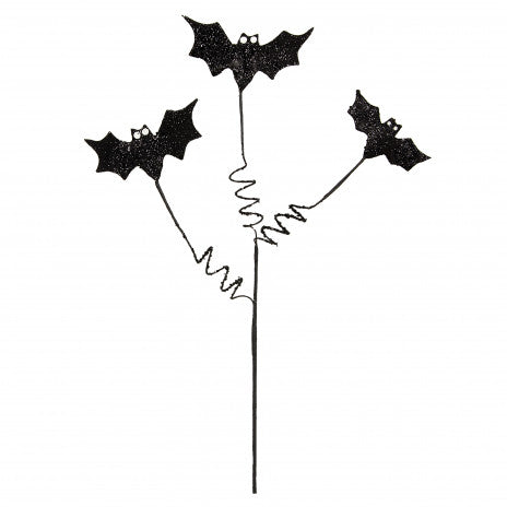 Black Glitter Bat 21" Decorative Pick