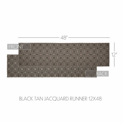 Custom House Black Tan Jacquard 48" Table Runner