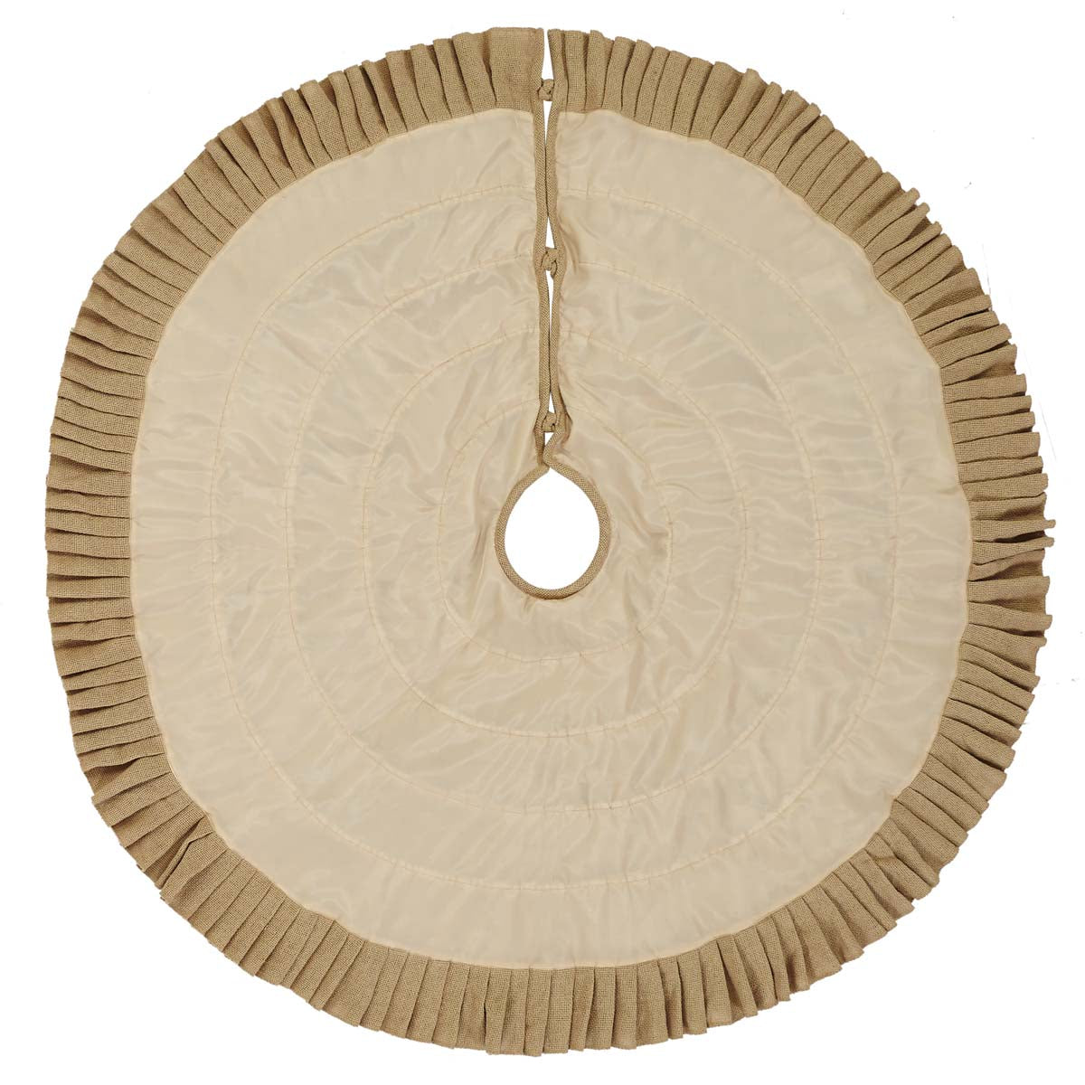 Festive Natural Burlap Ruffled Tree Skirt 48" diameter