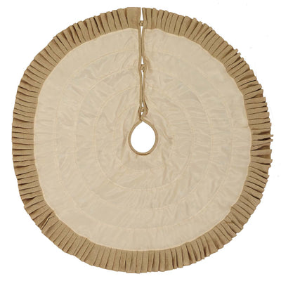 Festive Natural Burlap Ruffled Tree Skirt 48" diameter