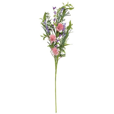 💙 Pink Chrysanthemum & Iris 29" Faux Floral Spray