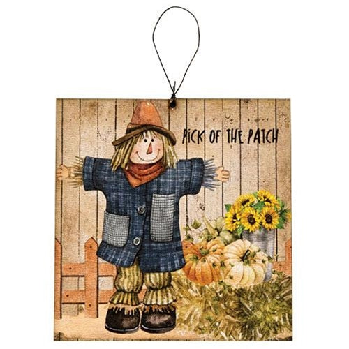 Set of 3 Scarecrow & Friends Square Ornaments