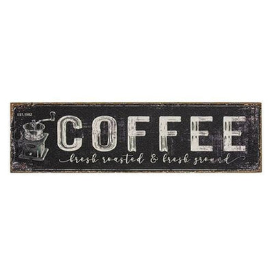 Coffee 24" Black Distressed Metal Sign