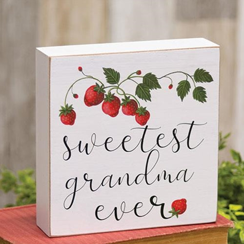 Sweetest Grandma Ever Strawberries 6" Wooden Box Sign
