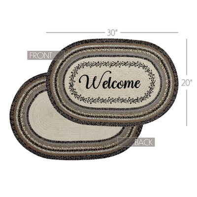 Floral Vine Welcome Jute Oval Rug 20" x 30"