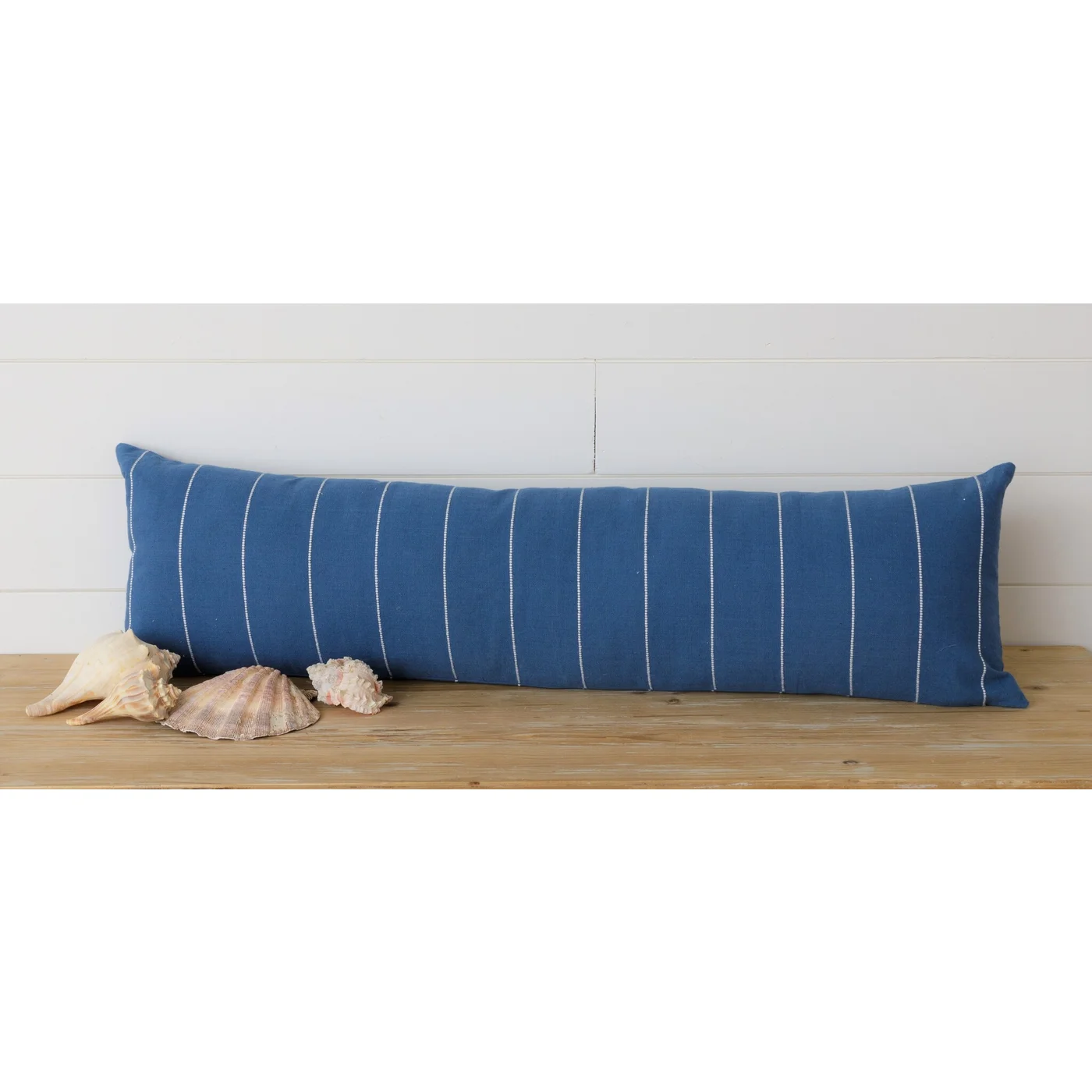 Blue Kantha Stitch Lumbar Pillow