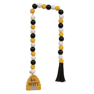 Bee Happy Beehive Yellow Black White Farmhouse Bead Garland