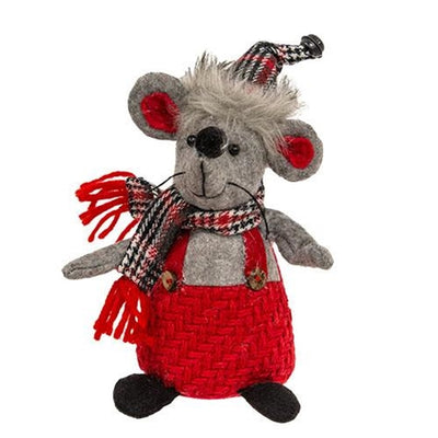 Little Winter Mouse in Red Overalls