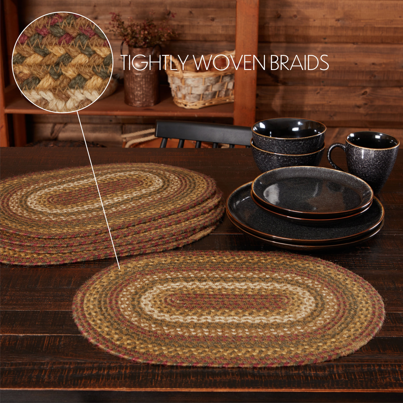 Set of 6 Tea Cabin Jute Placemats 12'' x 18''