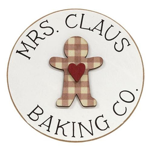 Mrs. Claus Baking Co 4" Circle Easel Sign