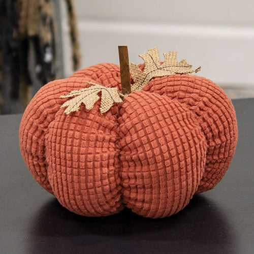 Burnt Orange Waffle Weave Pumpkin 5" H