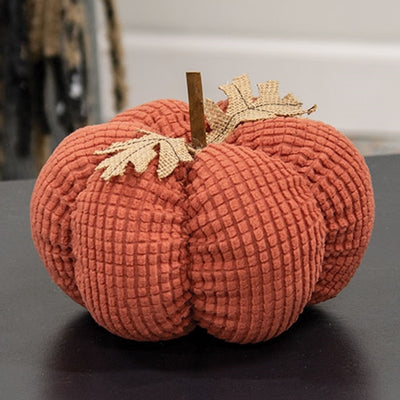 Burnt Orange Waffle Weave Pumpkin 5" H