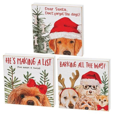 Set of 3 Don't Forget the Dogs Mini Christmas Box Signs