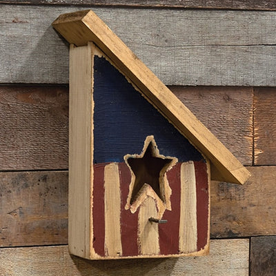 Rustic Wood Slant Roof Americana Birdhouse