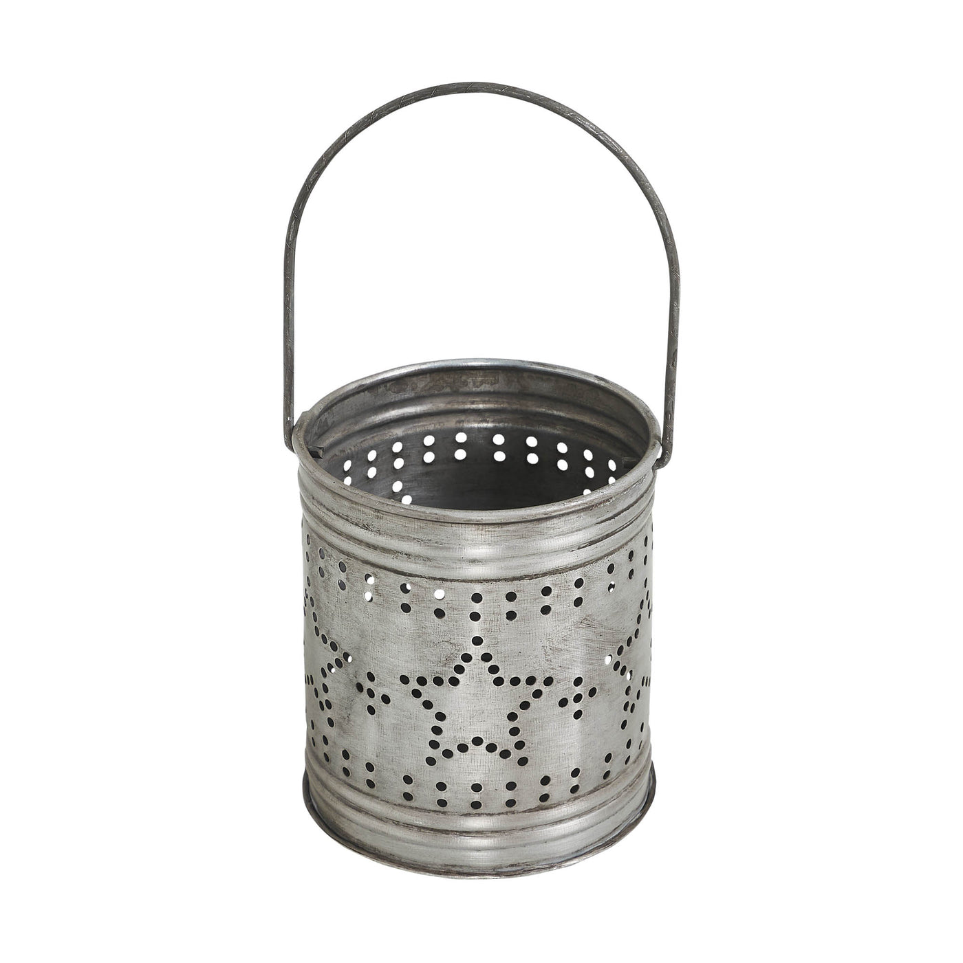 Punched Star Rustic Metal Candle Holder 3.75" H