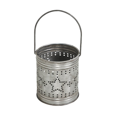 Punched Star Rustic Metal Candle Holder 3.75" H