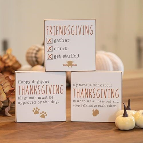 Set of 3 Friendsgiving Small 4" Square Block Signs