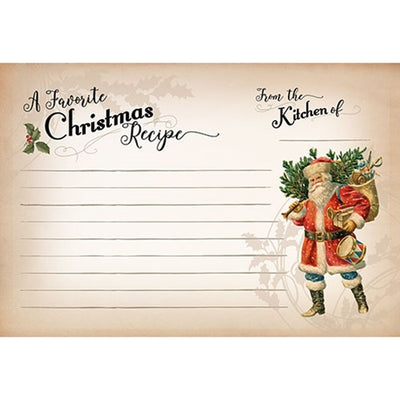 Nostalgic Santa A Favorite Christmas Recipe Cards 4"x6" Set of 24