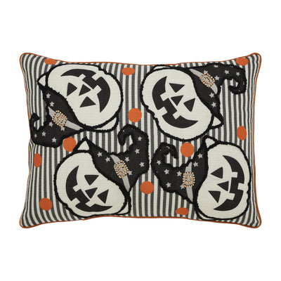 Witchy Pumpkins Striped Accent Pillow