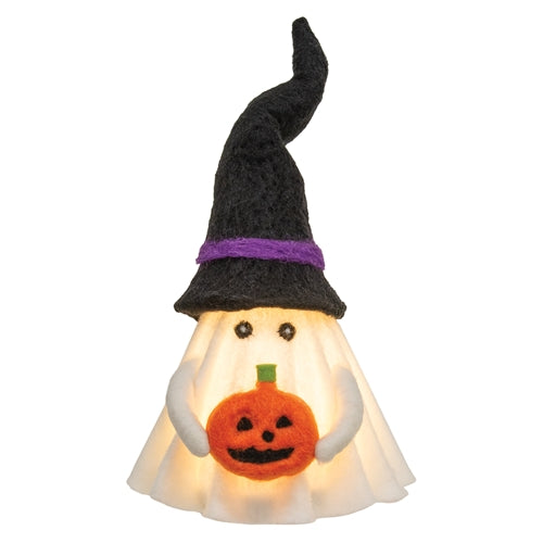Felted Witch Ghost with LED Light 11" H