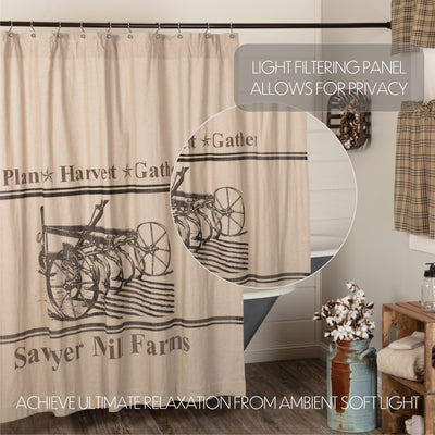 Sawyer Mill Charcoal Plow Shower Curtain 72" x 72"