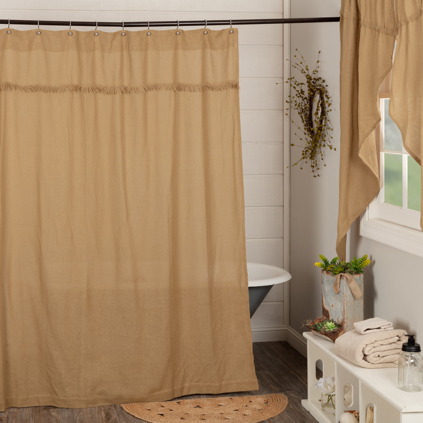 Burlap Natural Shower Curtain 72'' x 72''