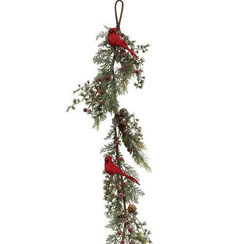 Icy Pine & Sugar Berry Cardinal 5 Ft Faux Evergreen Garland