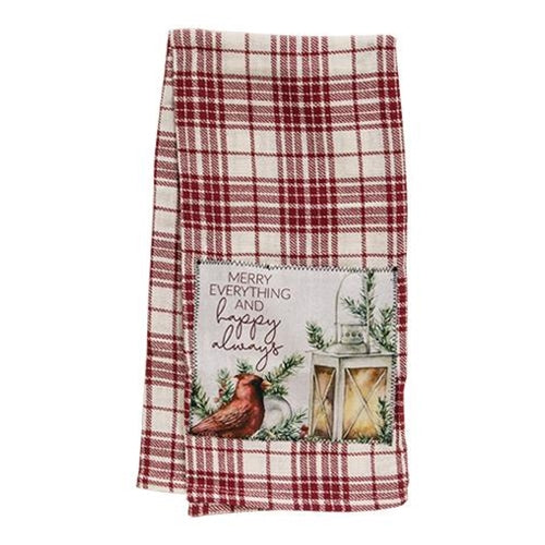 Merry Everything and Happy Always Cardinal Christmas Kitchen Towel