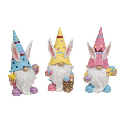 Set of 3 Easter Bunny Gnome Resin Figures