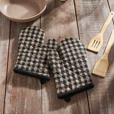 Set of 2 Black Check Oven Mitt Pot Holders