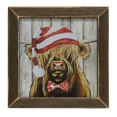 Hairy Christmas to You 13.5" Christmas Cow Framed Print