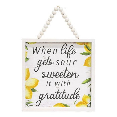 When Life Gets Sour Sweeten It With Gratitude Beaded Framed Sign