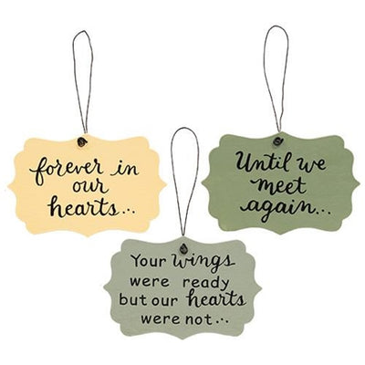 Set of 3 Forvever In Our Hearts Memory Messages Ornaments