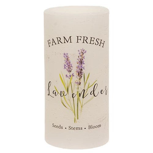 Farm Fresh Lavender LED Pillar Candle 3" x 6"