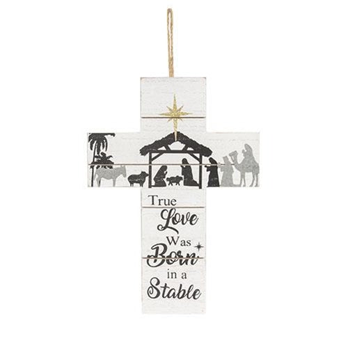 Set of 2 Nativity Themed Hanging Cross Decor