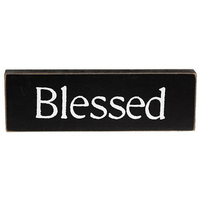 Blessed Typewriter Font 9.5" Wooden Block Sign