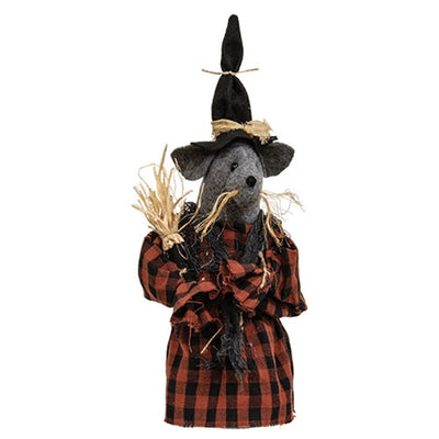 Maven Stuffed Witch Mouse with Broom Fabric Figure 12.5" H