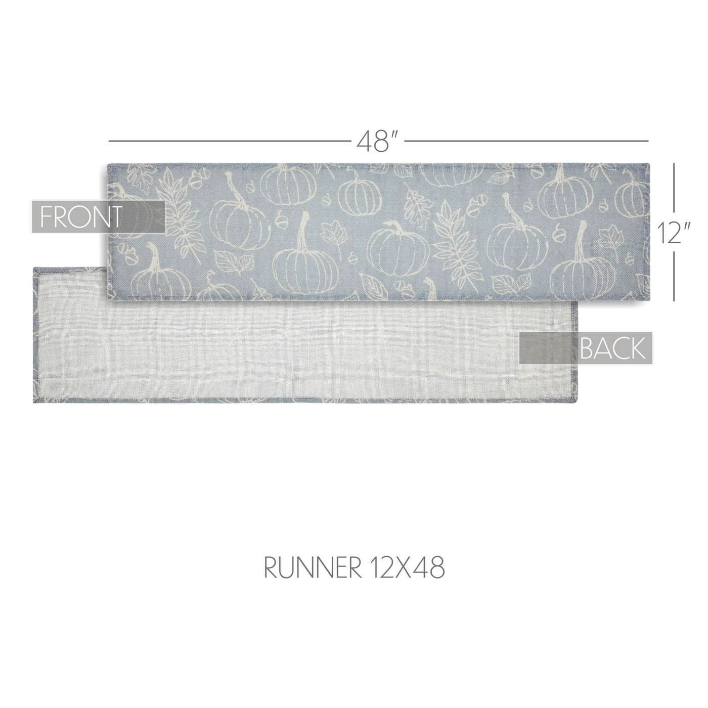 Silhouette Pumpkin Grey Table Runner 12" x 48"