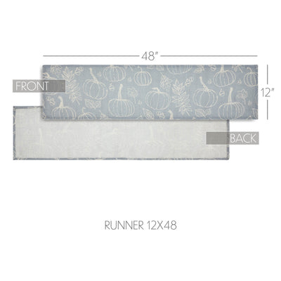 Silhouette Pumpkin Grey Table Runner 12" x 48"