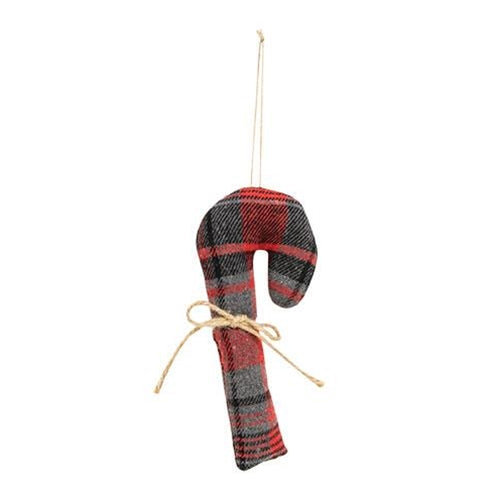 💙 Set of 3 Christmas Plaid Fabric Candy Cane Ornaments